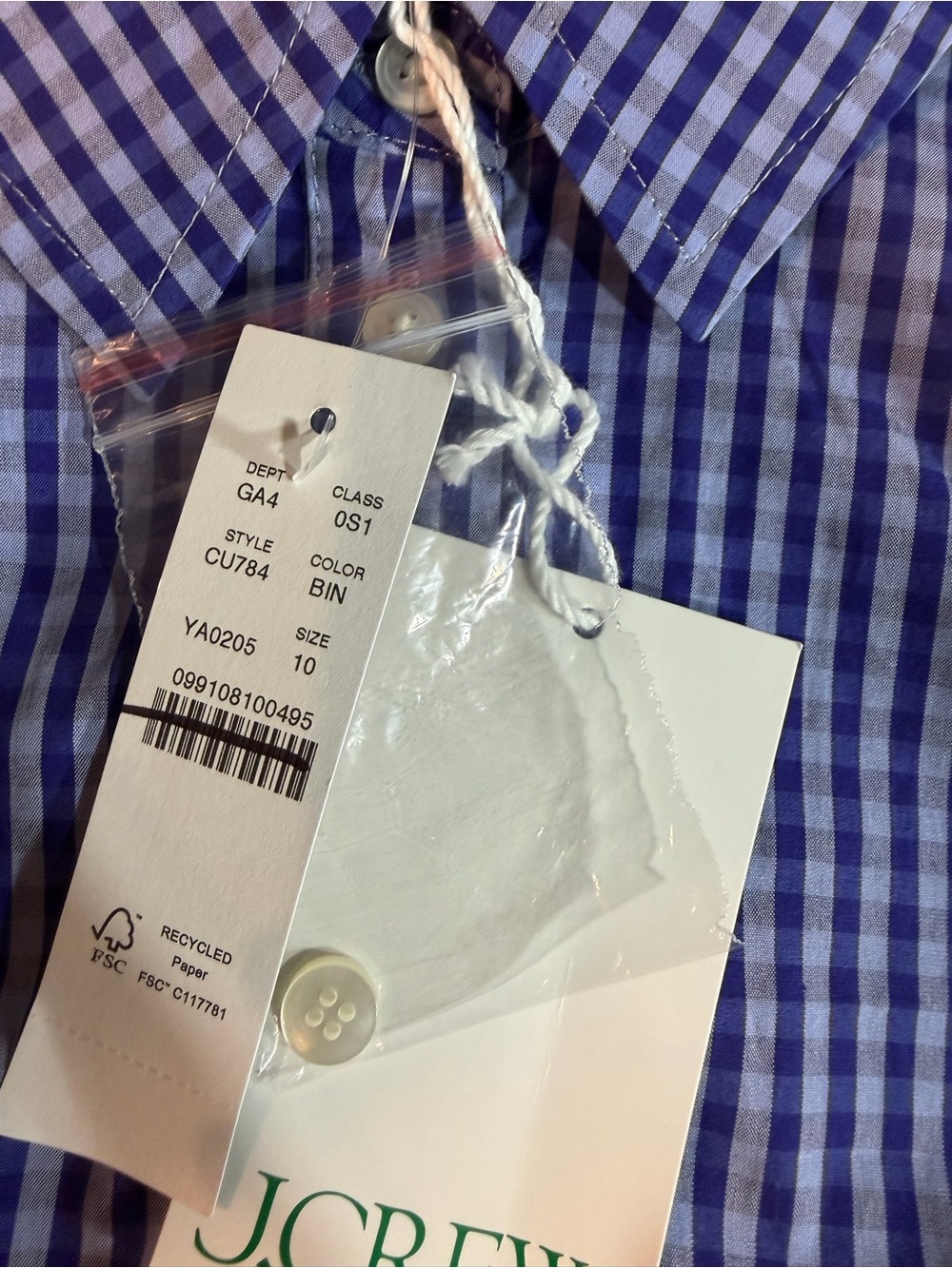 J.Crew Cerise shirt-dress in gingham cotton poplin in brilliant indigo - Picture 8 of 9